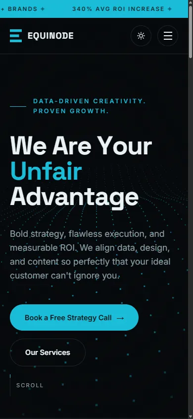Equinode website, mobile