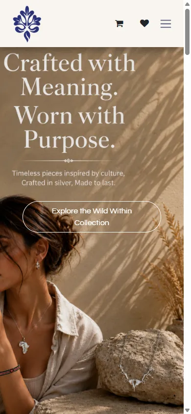 Silveroak Jewellers website, mobile